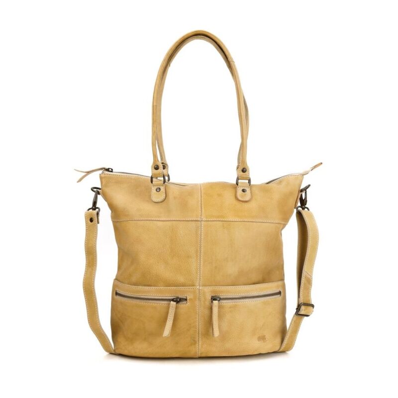 Ledershopper aus sandfarbenen Leder mit Tagegriffen und verstellbaren Schultergurt