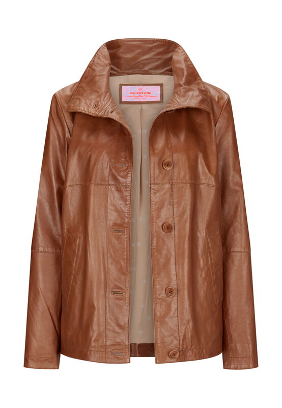 Da.- Lederjacke mit Kellerfalte im Rückteil MSAriana Milestone Gr. 38