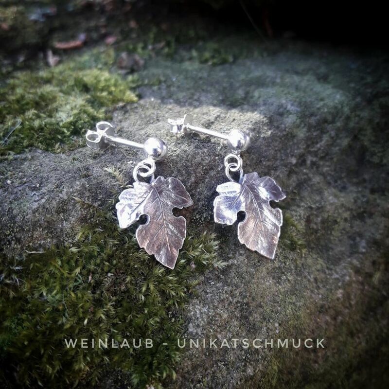 Ohrschmuck Weinlaub 925er Silber