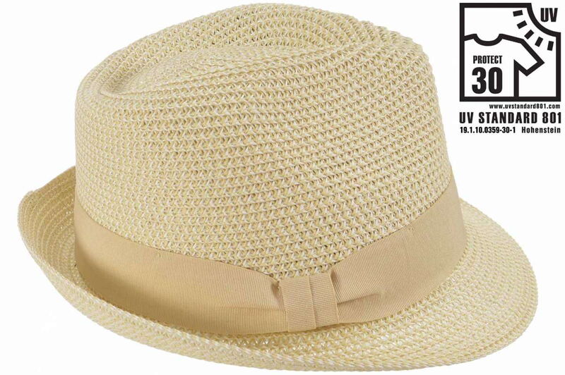 SEEBERGER Damen Papierstroh Trilby mit Ripsband Umlage 54892