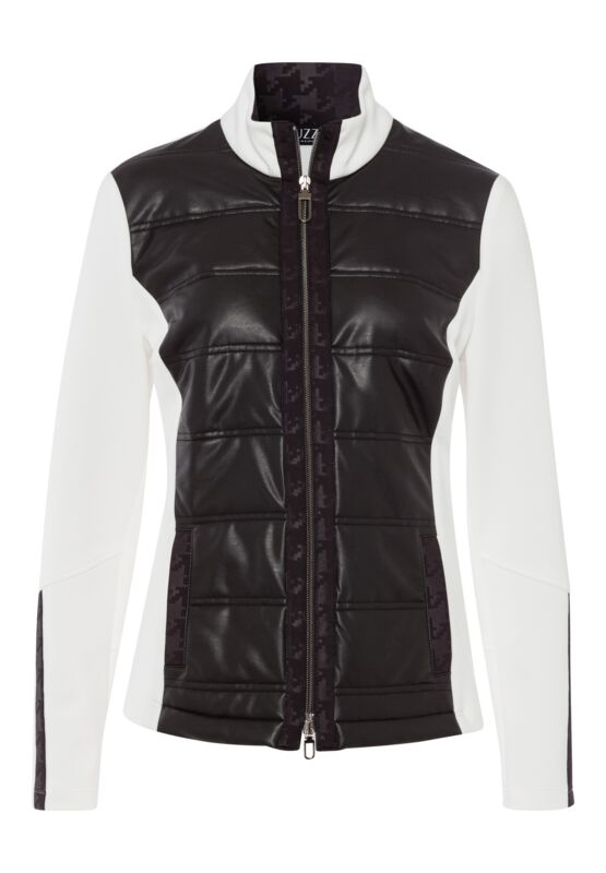 Jacke mit gesteppter Front in Lederoptik Größe 36