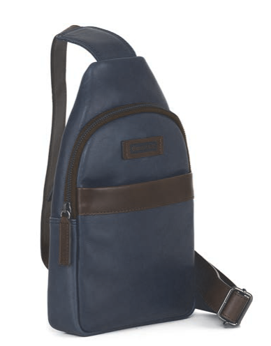 Italienisches Leder-bodybag in Blau mit Braun von Gianni Conti