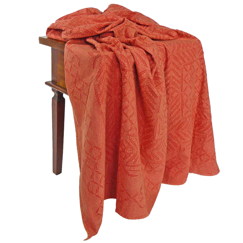Kleine Decke 'Cutwork' ziegelrot