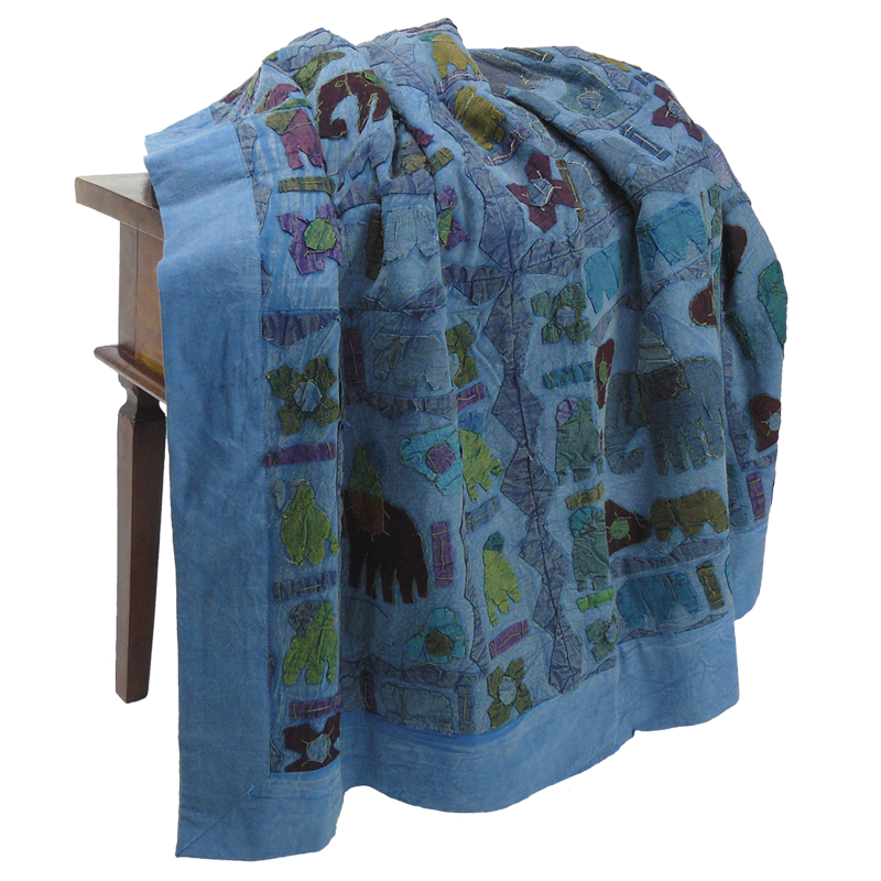 Kleine Decke 'Patchwork' blau