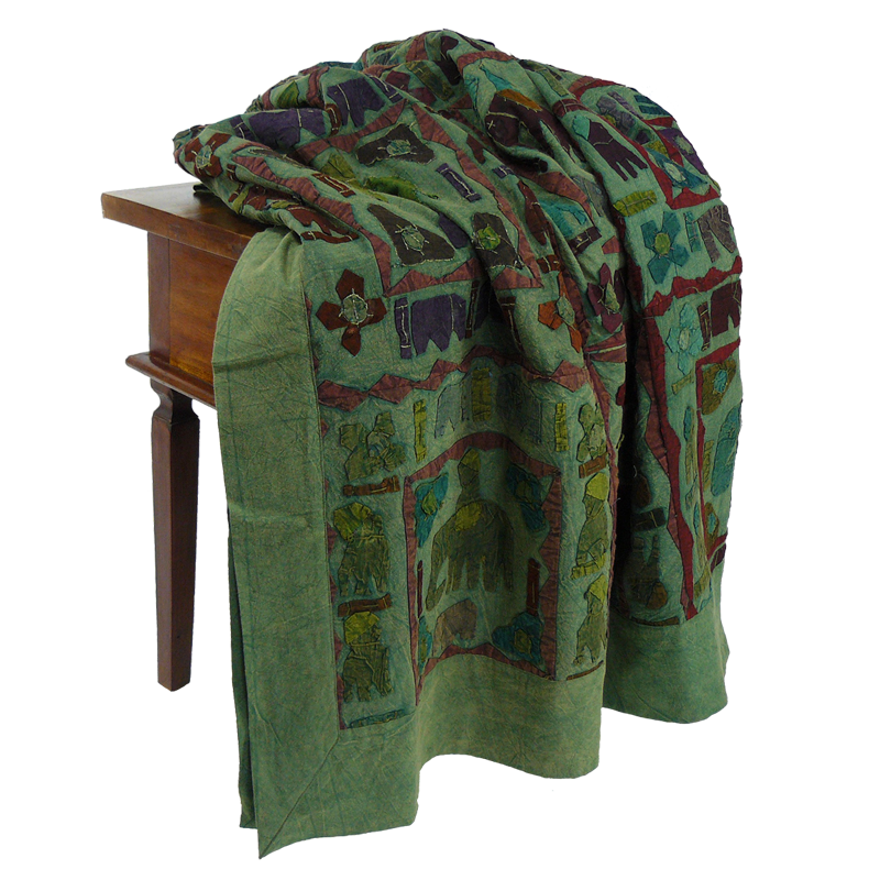 Große Decke 'Patchwork' grün